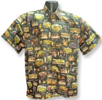 Wine Country Hawaiian Shirt-  Made in USA 100% Cotton